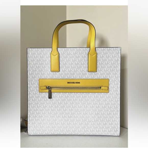 New Michael Kors Kenly Large Logo Tote Signature Citrus Multi - Picture 2 of 7